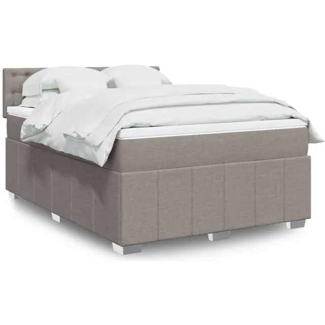 vidaXL Boxspring met matras stof taupe 140x190 cm