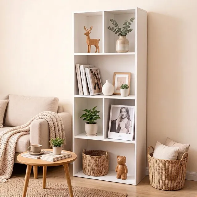 Wishdor Boekenkast - Open kast - 6 vakken - vrijstaand - met achterwand - wit - MDF - 50,2 x 29,2 x 118 cm