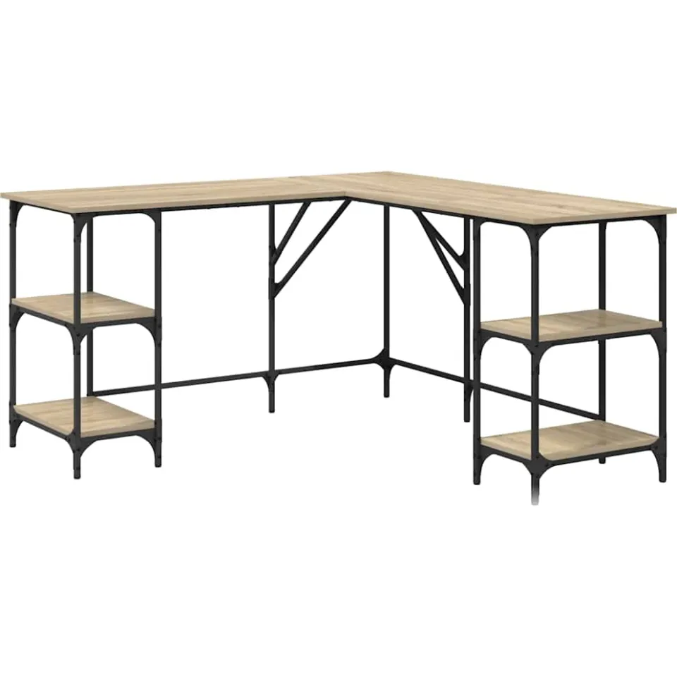 vidaXL Bureau 139x139x75 cm bewerkt hout sonoma eikenkleurig