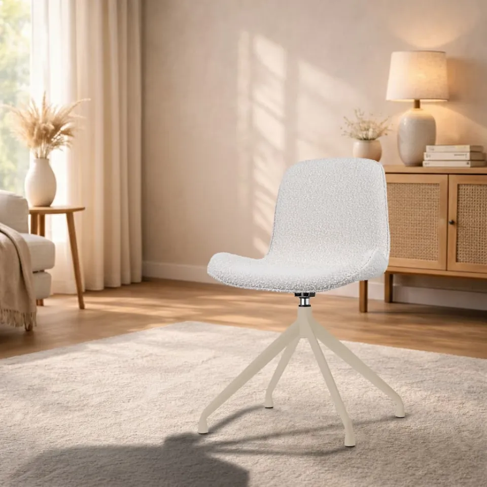 Nolon Nola-Fé draaibare eetkamerstoel bouclé beige - beige onderstel, foto 3
