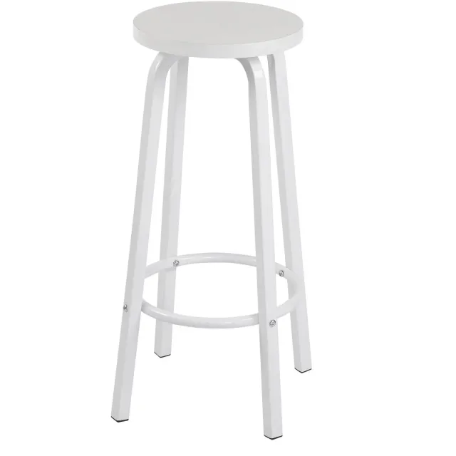 Klarven Barkrukken Set Van 2 Wit - Barkrukken Set Van 4 - Barstoelen - Ergonomisch zitcomfort met voetsteun - Antikras vloerbeschermers, stevig metalen frame - H72xø30cm