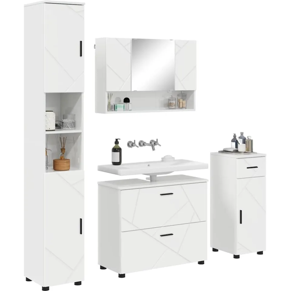 vidaXL Badkamermeubelset 4 st Hoogglans wit 35 x 30 x 192 cm