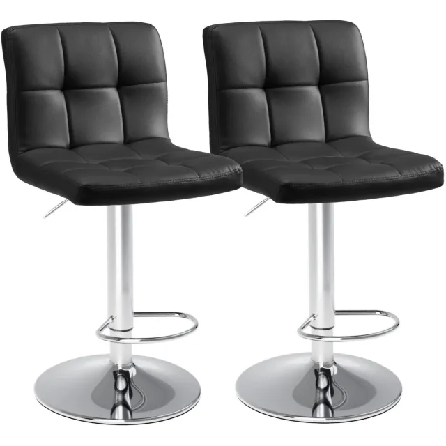 Archi Barkrukken Set Van 2 – Stoelen - Barkrukken met rugleuning – 360° Draaibaar - Voetensteun – Zwart – Industrieel Design
