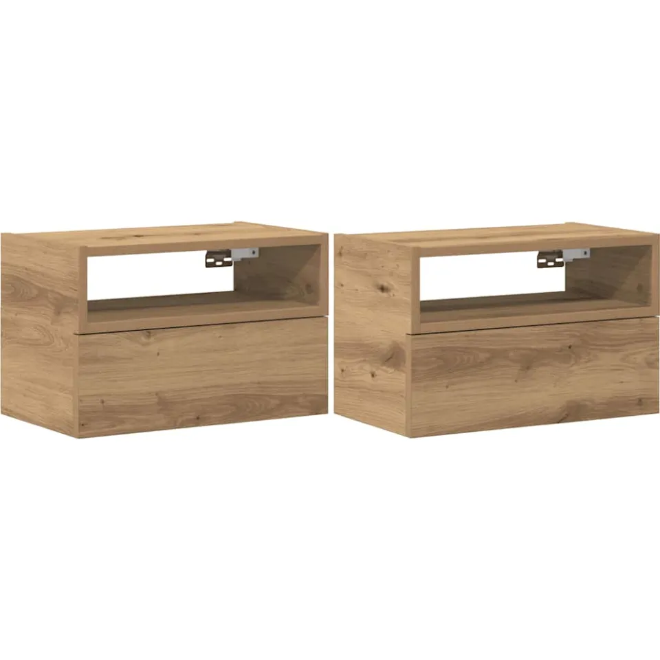 vidaXL Nachtkastjes 2 st wandgemonteerd 45x26x28,5 cm artisanaal eiken, foto 3