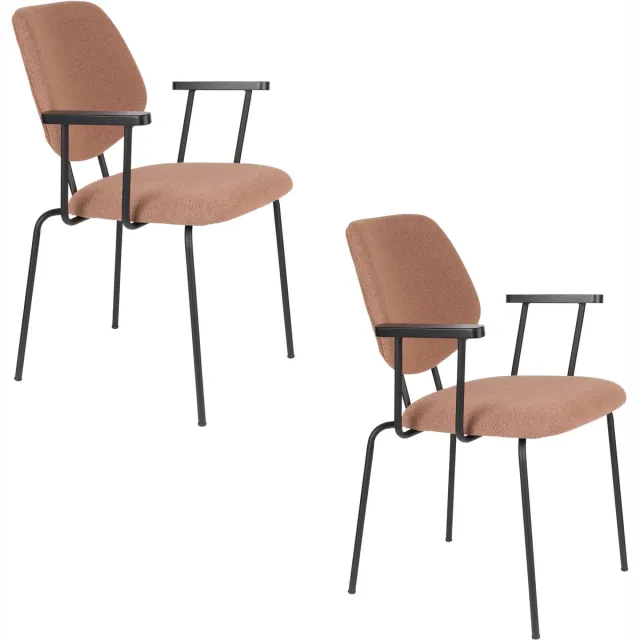 Housecraft Living Zelo Eetkamerstoelen Armleuning Roze - Set van 2