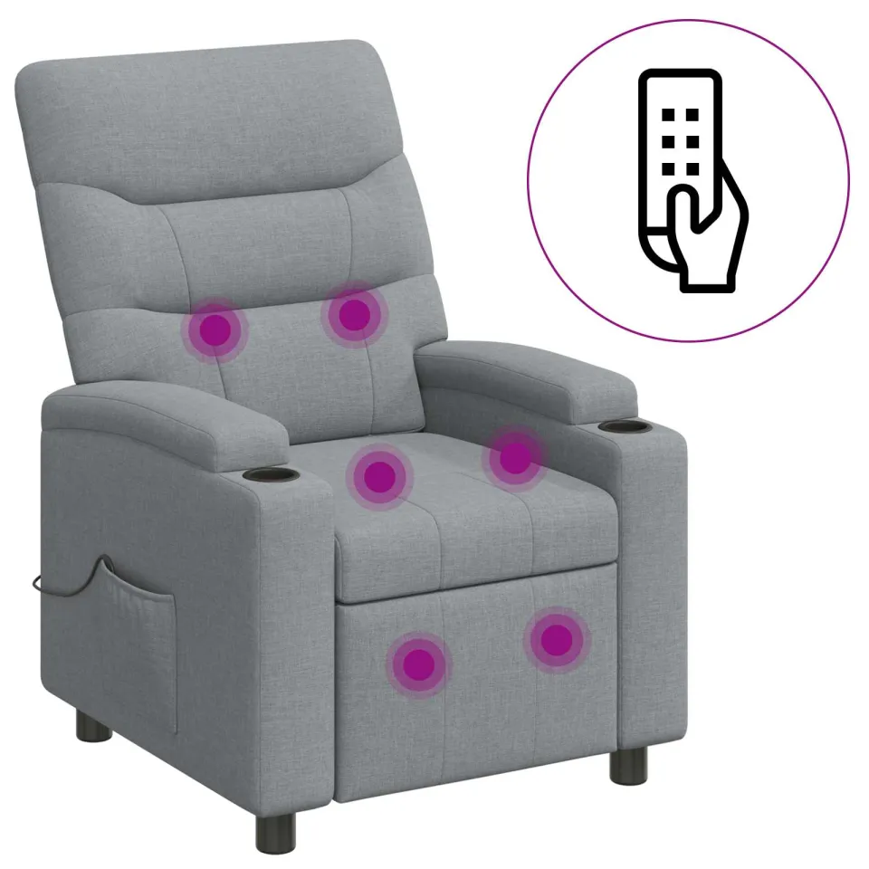 vidaXL Massage-relaxstoel Lichtgrijs 75 x 95 x 103 cm Stof, foto 3