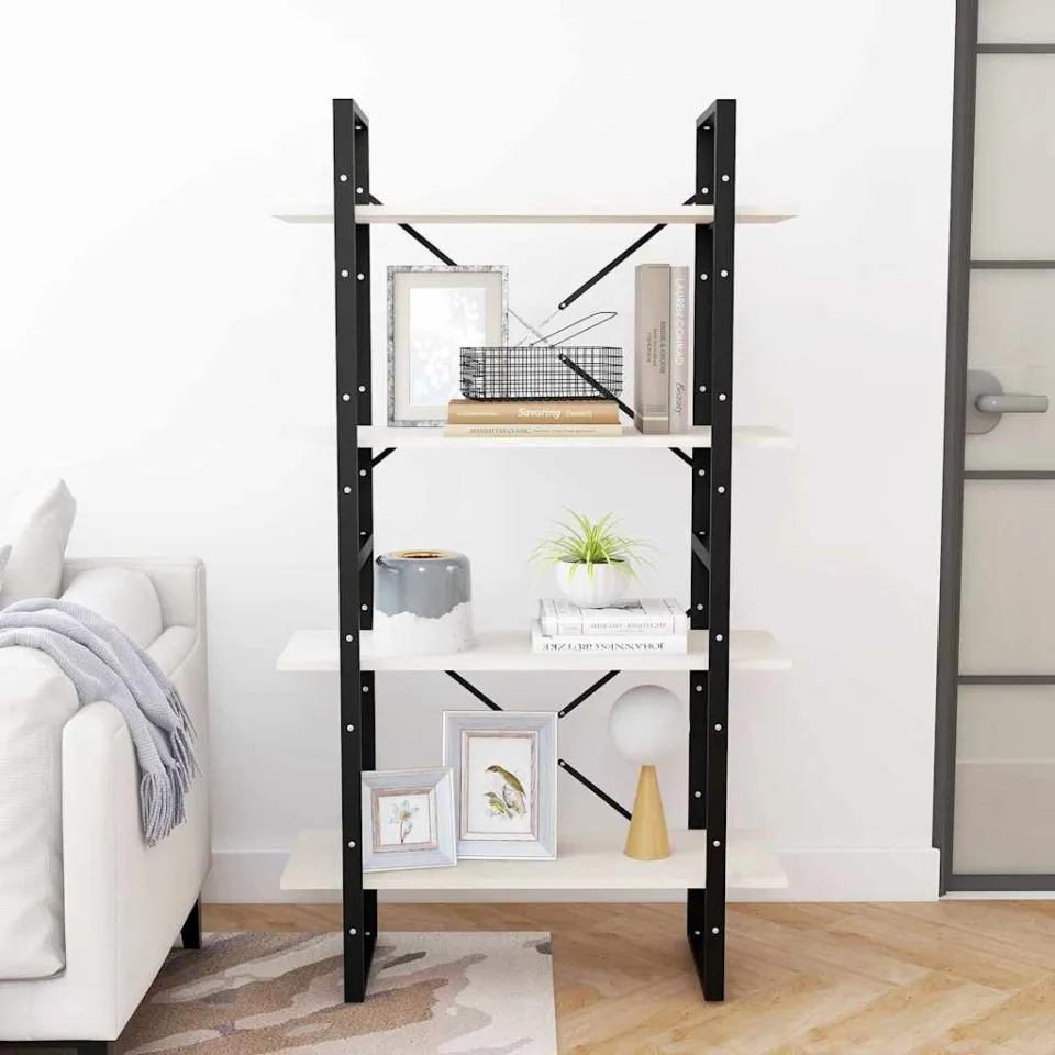 vidaXL Boekenkast met 4 schappen 80x30x140 cm massief grenenhout wit, foto 3