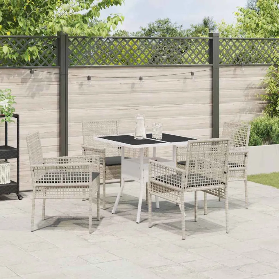 vidaXL Tuin eettafelset 5 st Lichtgrijs poly rattan, foto 3