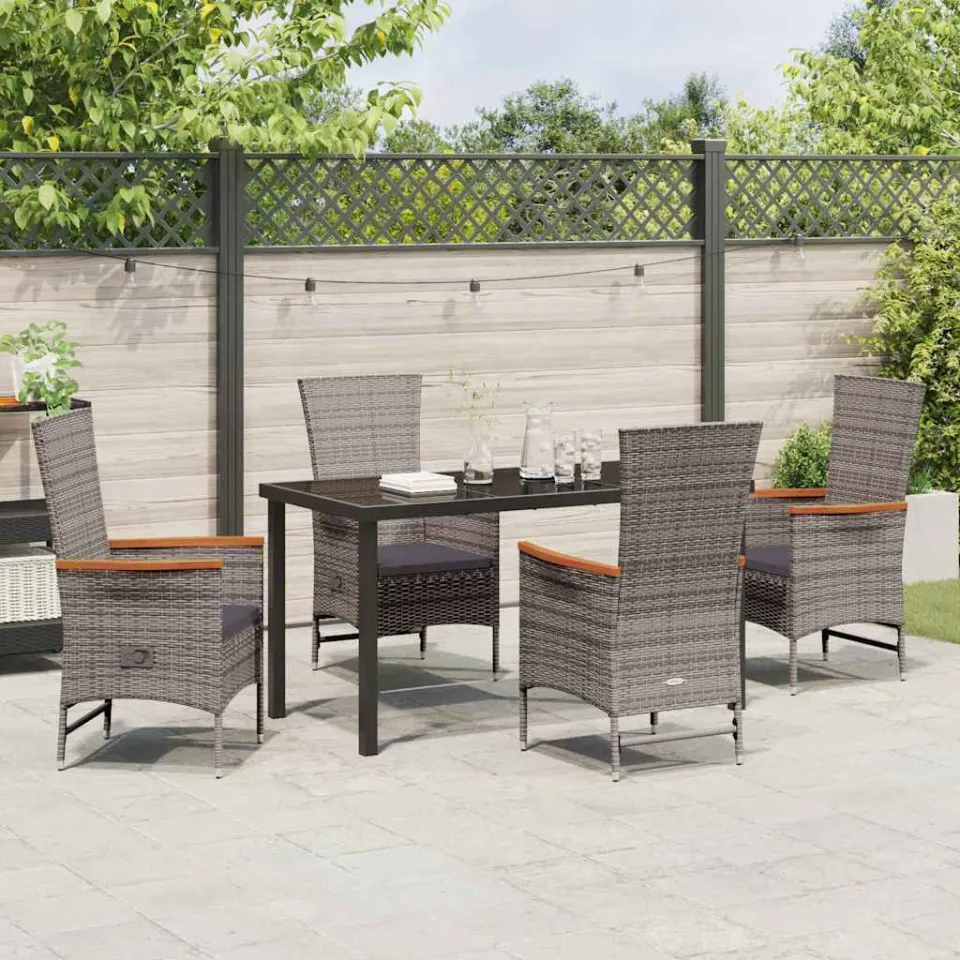vidaXL Tuin eettafelset 5 st Grijs Gepoedercoat staal, foto 3