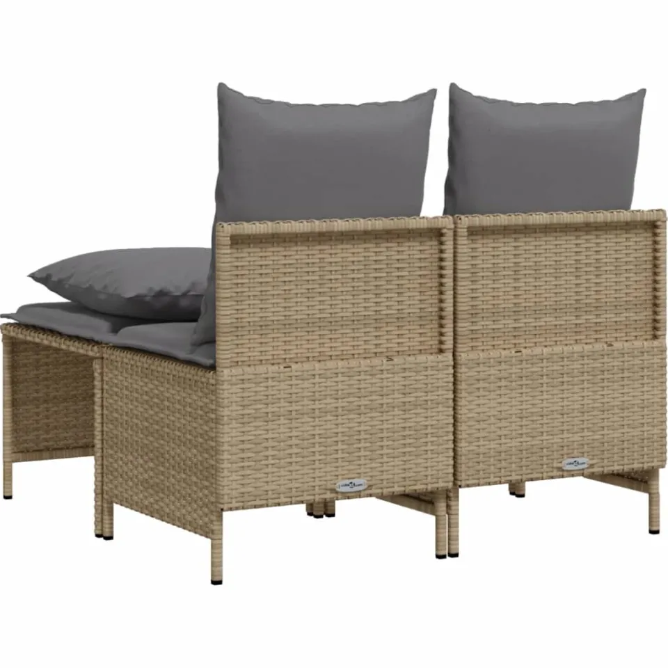 vidaXL 4-delige Loungeset met kussens poly rattan beige, foto 4
