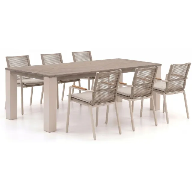 Bellagio tuinmeubelen Bellagio Marudo/ROUGH-X 240cm dining tuinset 7-delig stapelbaar Bruin