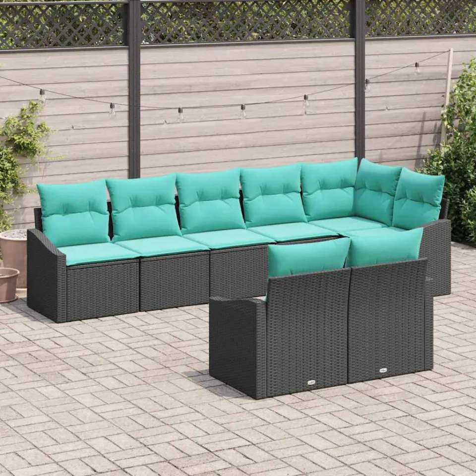 vidaXL Bankstel 8 st Zwart poly rattan, foto 3