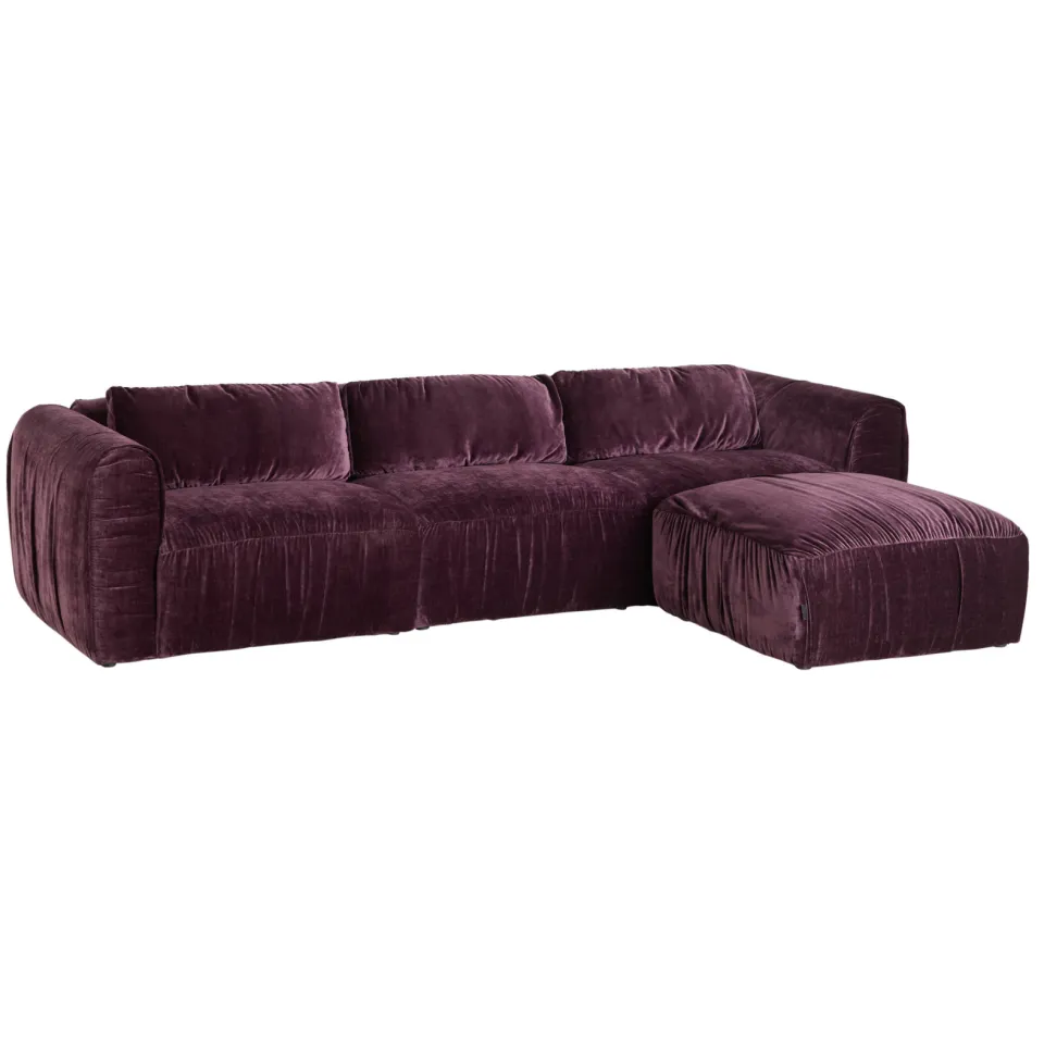 NOUS Living 3-zitsbank met hocker Kaia burgundy, foto 4