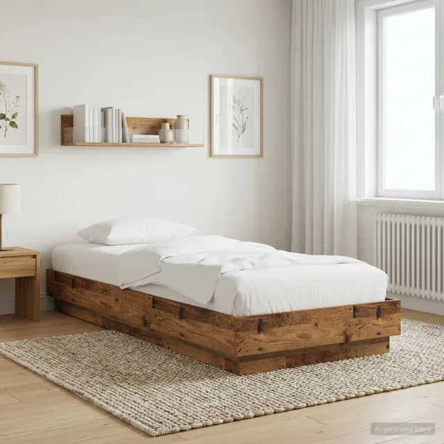 vidaXL Vloerbedframe Oud hout 80 x 200 cm Bewerkt hout Bruin
