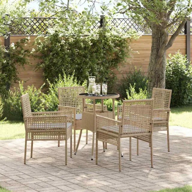 vidaXL Tuin eettafelset 5 st Beige poly rattan, foto 2