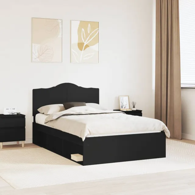 vidaXL Bedframe met hoofdeinde Zwart 120 x 200 cm Massief grenenhout