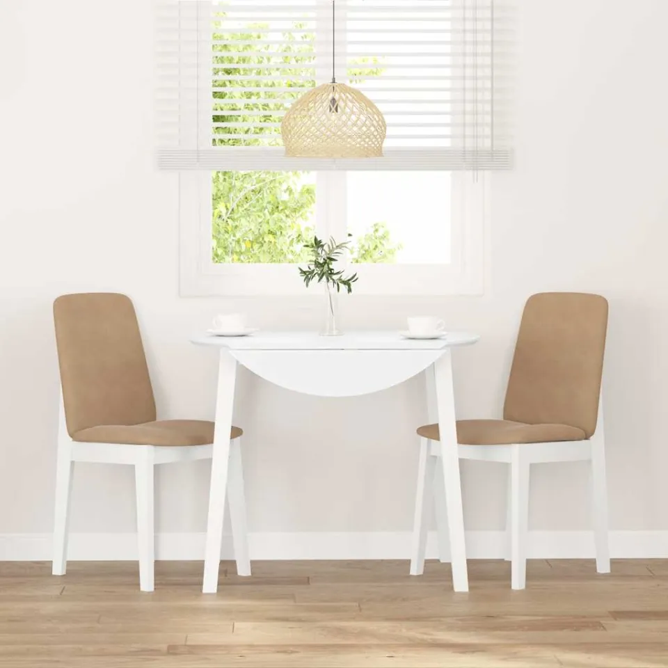 vidaXL Eetkamerstoelen met kussens 2 st massief hout rubber wit, foto 2