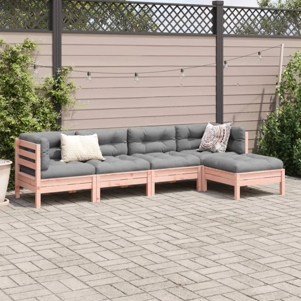 vidaXL 5-delige Loungeset met kussens massief douglas vurenhout bruin, foto 2