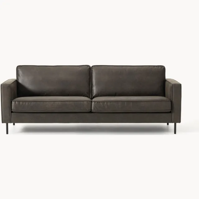 Westwing Collection Leren bank Hunter (3-zits) Taupe