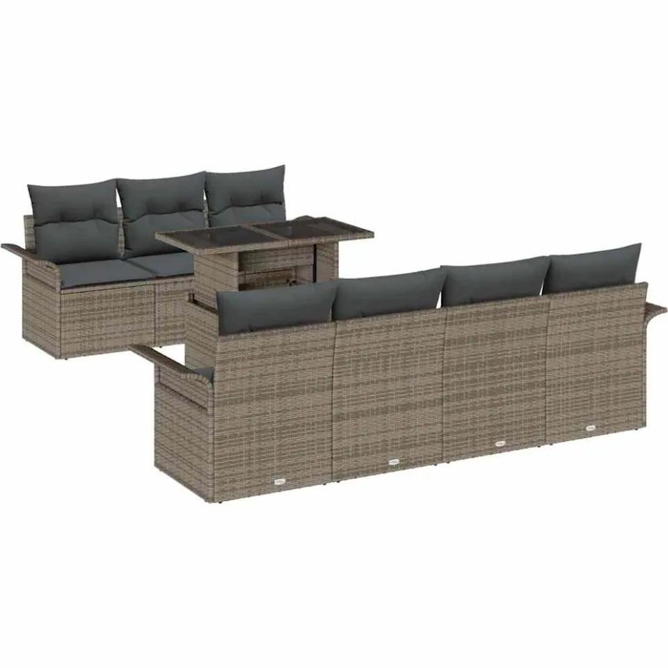 vidaXL Tuin Sofa Set 8 st Grijs [Synthetisch]: Poly Rattan