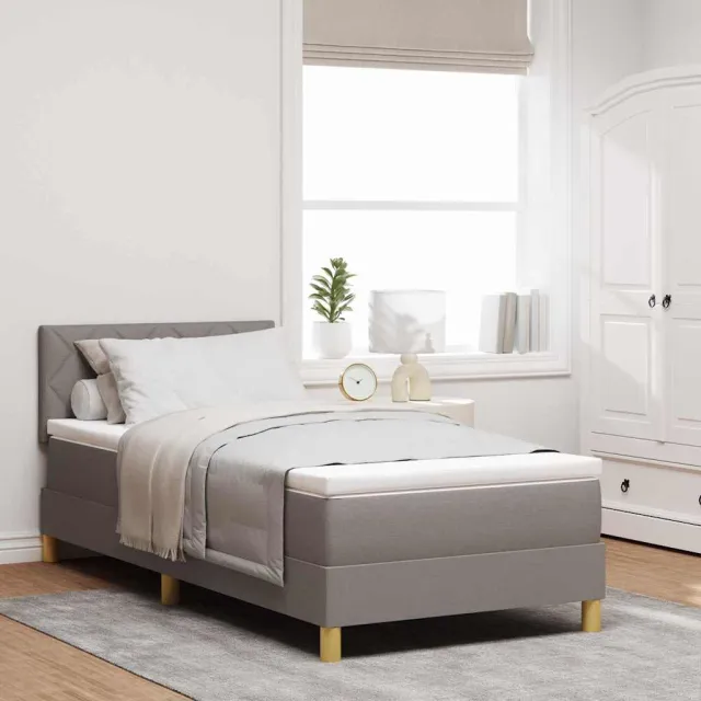 vidaXL Boxspringbed met kussen met hoofdeinde Taupe 100 x 200 cm Stof