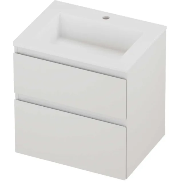 Proline Aristo Badmeubelset Polystone Elegant 1 Kraangat 60x46x62 cm Mat White Glans Wit