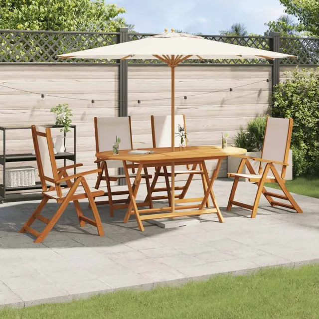 vidaXL 5-delige Tuinset massief acaciahout en textileen bruin, foto 2