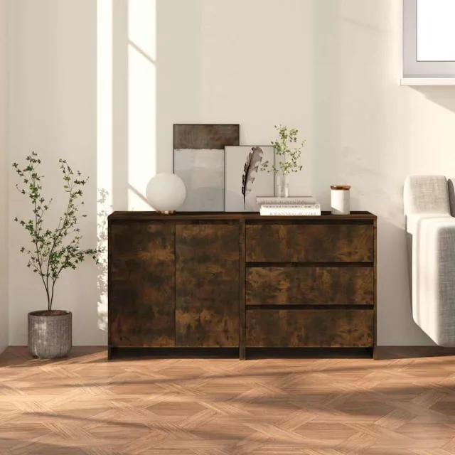 vidaXL 2 st Dressoirs bewerkt hout gerookt eikenkleurig, foto 2
