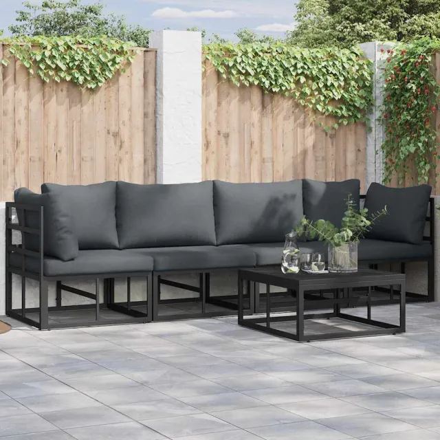 vidaXL Tuinbankenset 5 st Zwart Metaal, foto 2