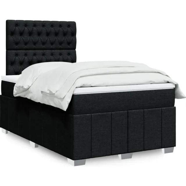 vidaXL Boxspring met matras stof zwart 120x190 cm