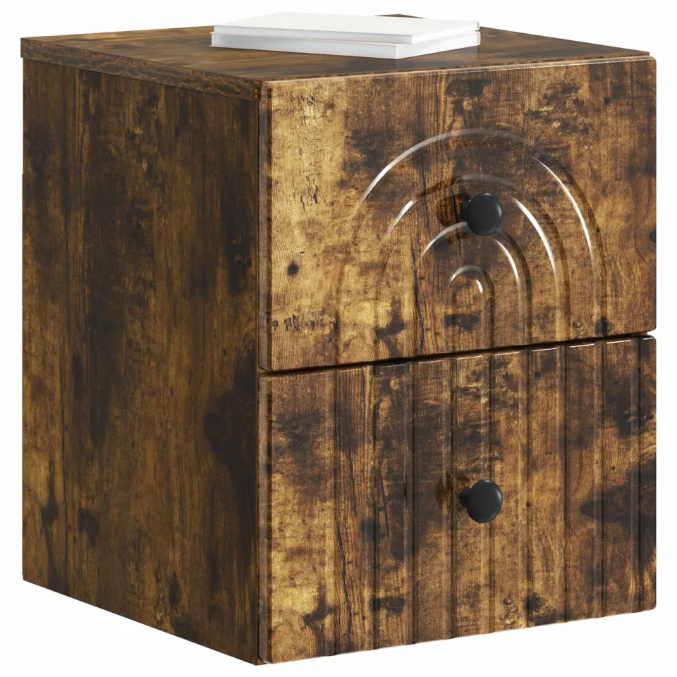 vidaXL Wandbeugel Bedkast 2 st Gerookt eiken 33 x 34,5 x 40 cm Bruin