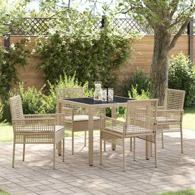 vidaXL Tuin eettafelset 5 st Beige poly rattan, foto 2
