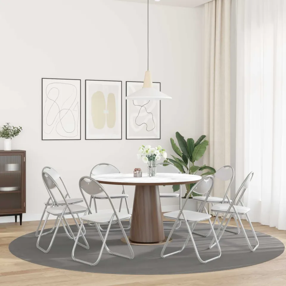vidaXL Inklapbare stoel 8 st Nep Leer Wit en Grijs 48 x 43,5 x 81 cm, foto 4