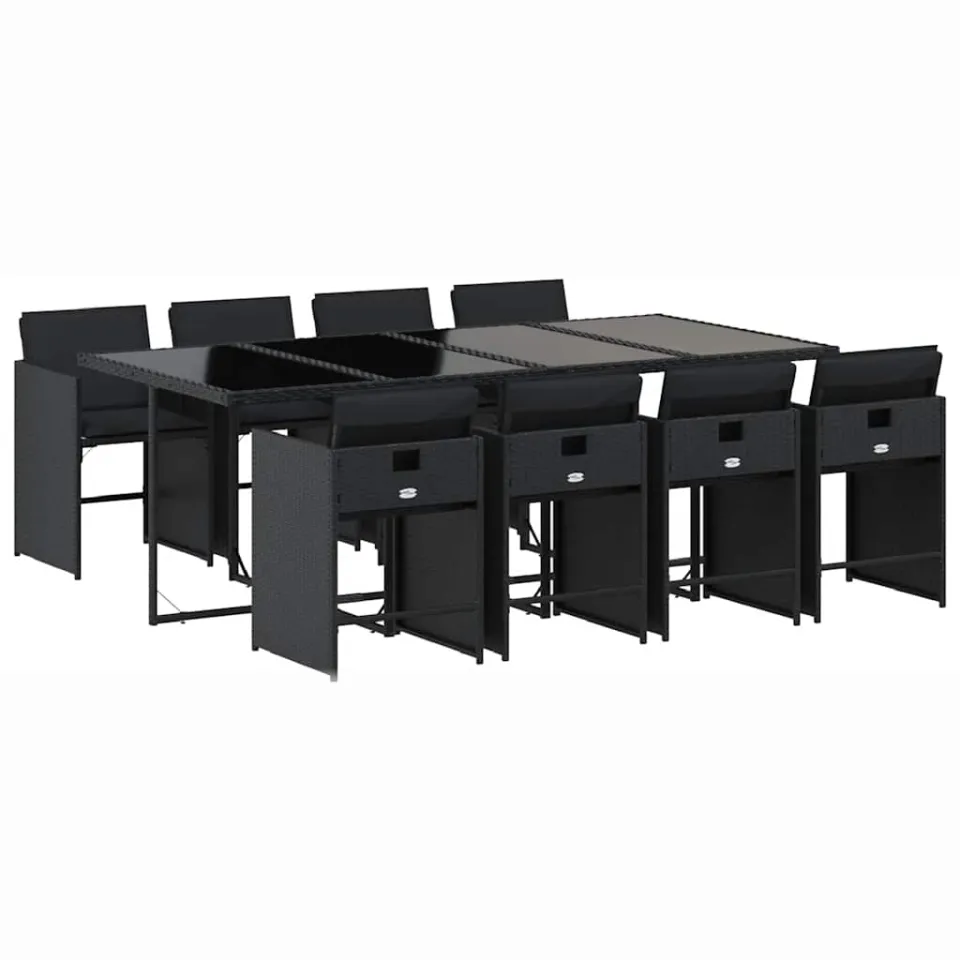 vidaXL 9-delige Tuinset poly rattan zwart, foto 3