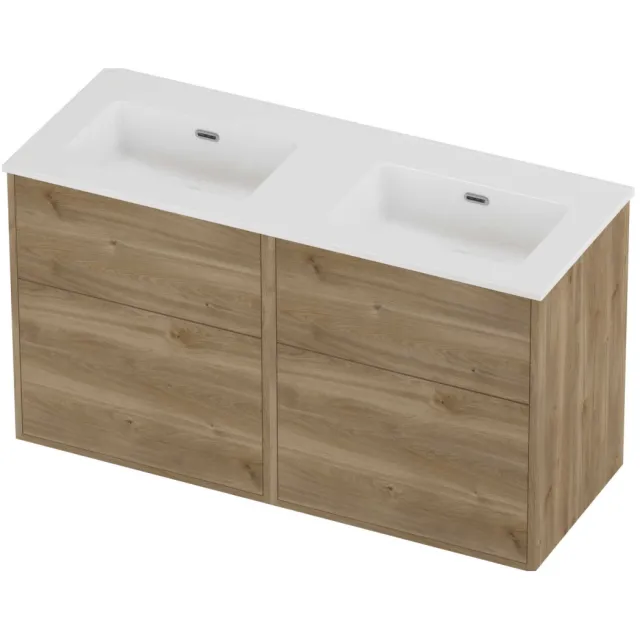 Proline Tribute Badmeubelset Porselein Elegant Zonder Gat 120x46x67 cm Glans Wit Cider Oak Eiken