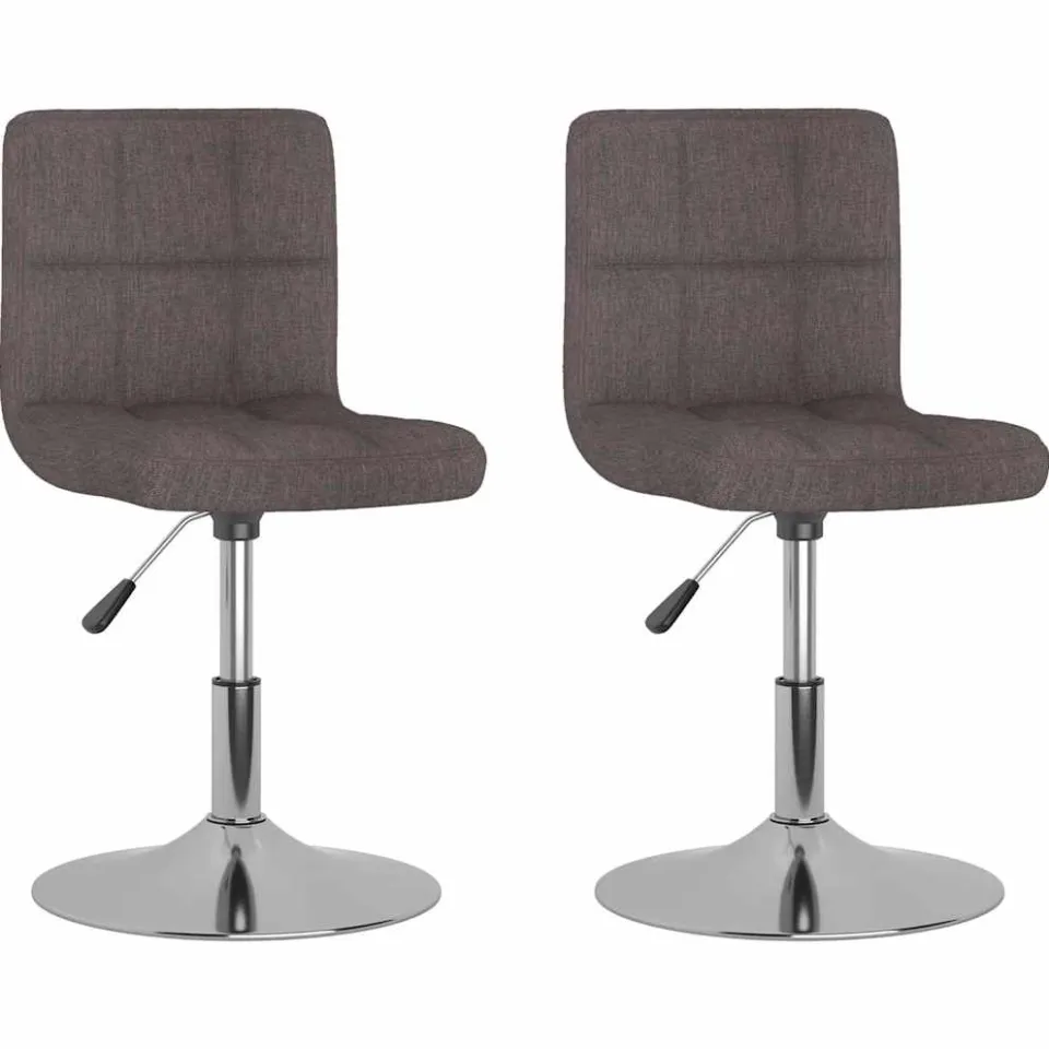 vidaXL Eetkamerstoelen draaibaar 2 st stof taupe, foto 3