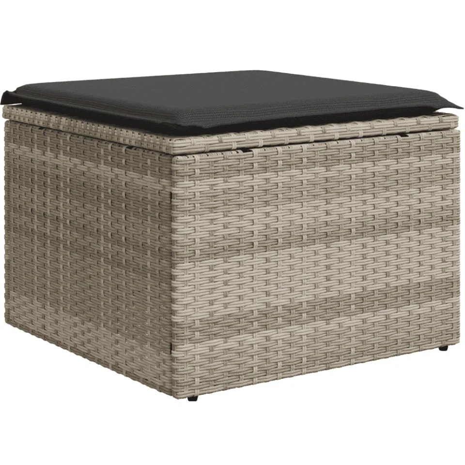 vidaXL 10-delige Loungeset met kussens poly rattan lichtgrijs