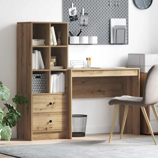 vidaXL Bureau Artisan Eiken 135,5 x 40 x 127 cm 2 st, foto 2
