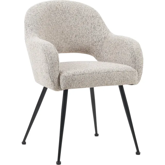 Goossens Eetkamerstoel Briggen - Beige - Stof - Met Armleuning stof gemeleerd grof geweven naturel