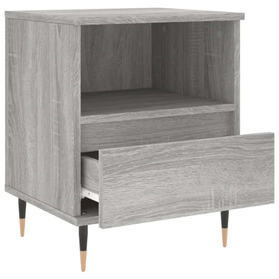 vidaXL Nachtkastje 40x35x50 cm bewerkt hout grijs sonoma eikenkleurig, foto 4