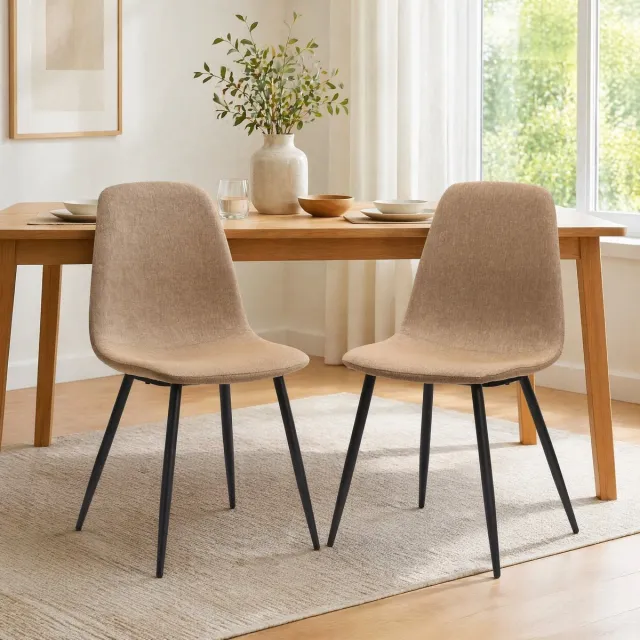 COVREO Eetkamerstoel 43,5 x 52 x 84,5 cm bruin, stof en metaal, set van 2 Brown