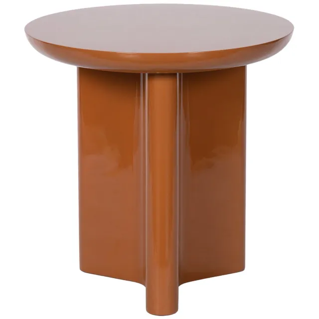 Atmooz Flux Bijzettafel – Ø50 x H50 cm – Amber Brown – Hoogglans Lak – Luxe Side Table – Modern Design – Ronde Koffietafel – Decoratief Accent Woonkamer – Designer Staanlamp Match – Bruin Amber