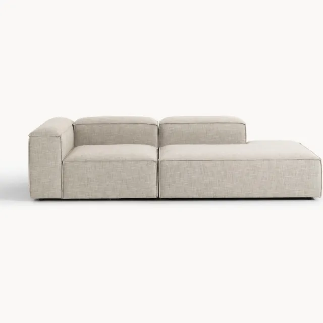 Westwing Collection Modulaire chaise longue Lennon van linnenmix Grijs