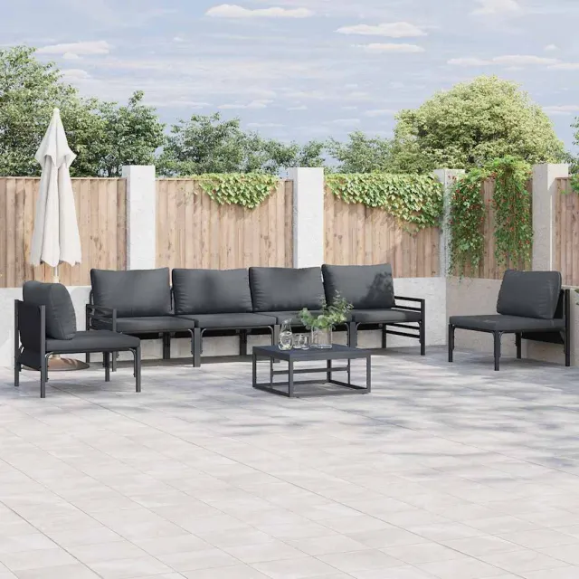 vidaXL Tuinbankenset 6 st Zwart Staal