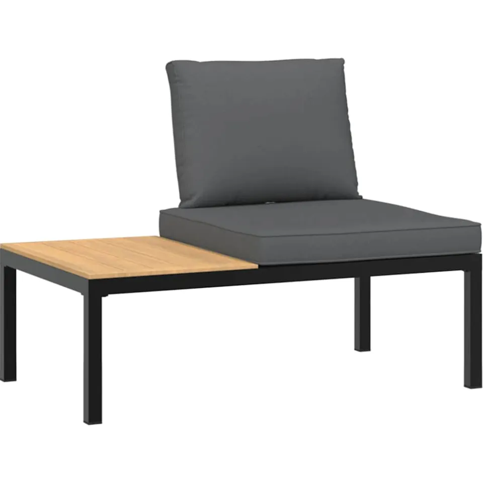 vidaXL 3-delige Loungeset met kussens aluminium zwart, foto 2