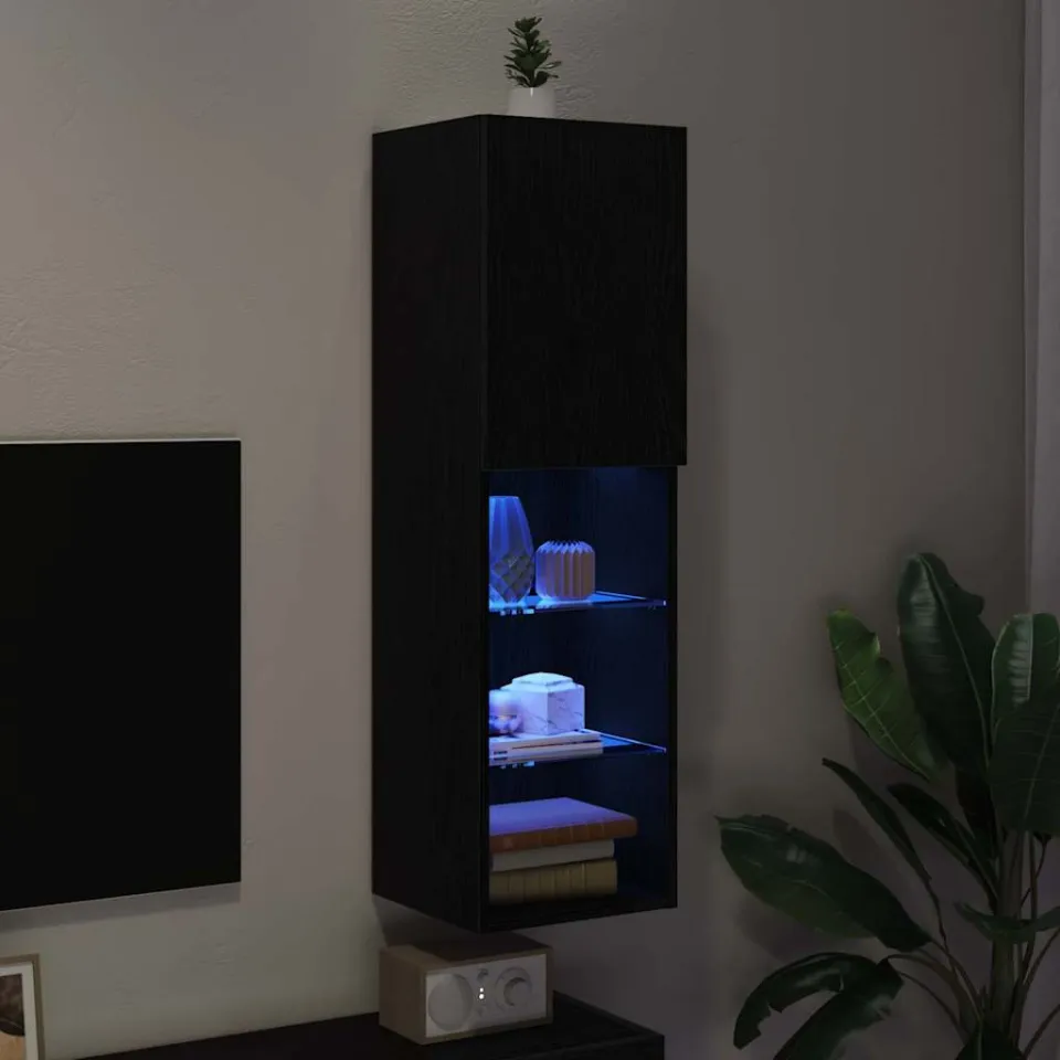 vidaXL Tv-meubelset 30,5 x 30 x 102 cm Zwart Eiken Bewerkt hout, foto 4