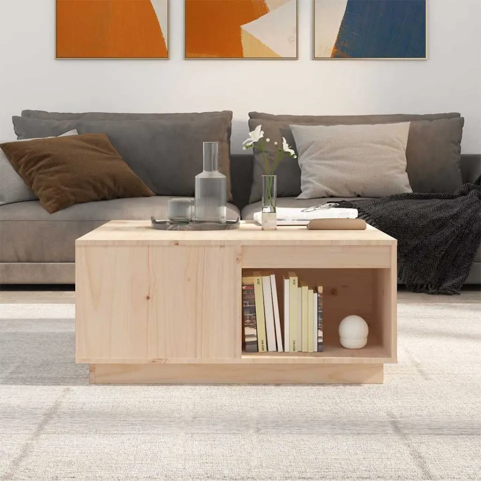 vidaXL Salontafel 80x81x36,5 cm massief grenenhout bruin