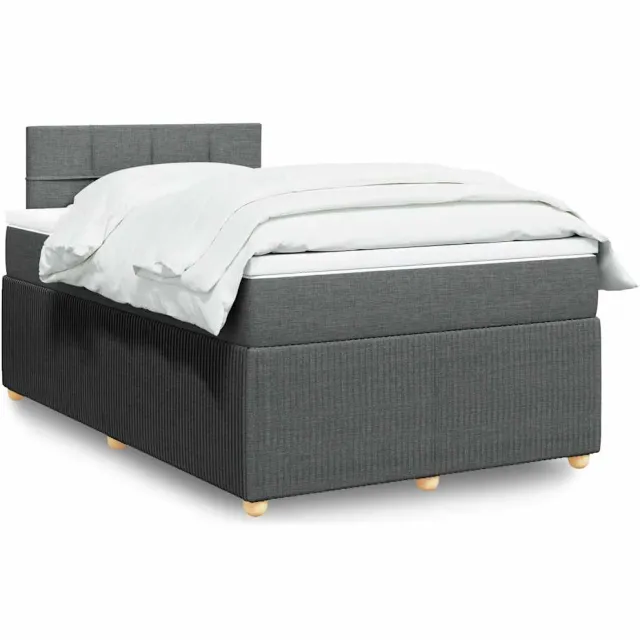 vidaXL Boxspring met matras stof donkergrijs 120x200 cm grijs