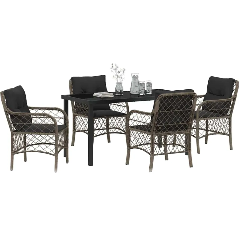 vidaXL Tuin eettafelset 5 st Grijs poly rattan
