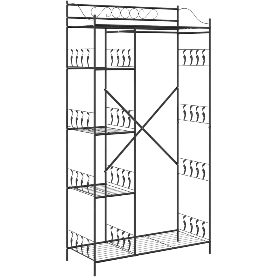vidaXL Open Kledingkast Zwart 101 x 43 x 188 cm Staal